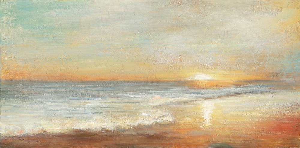 Peinture coucher de soleil au bord de la mer
