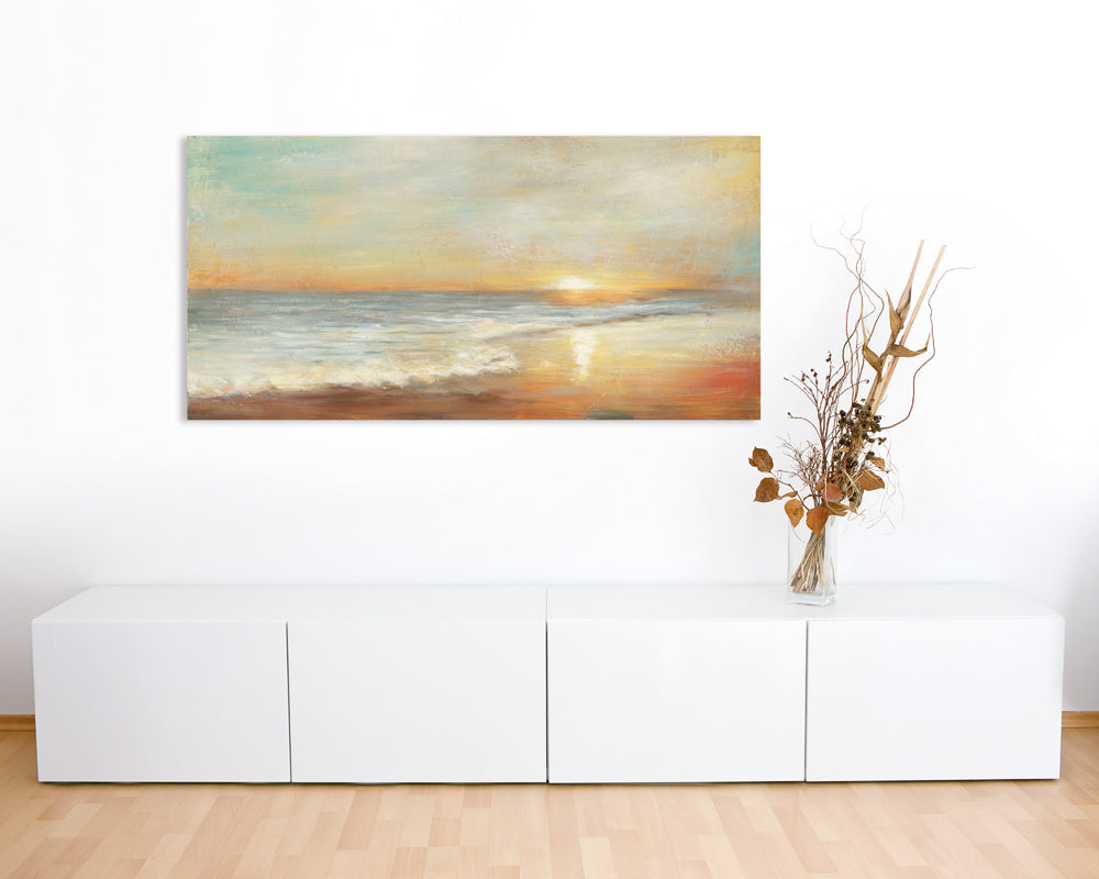 Peinture coucher de soleil au bord de la mer