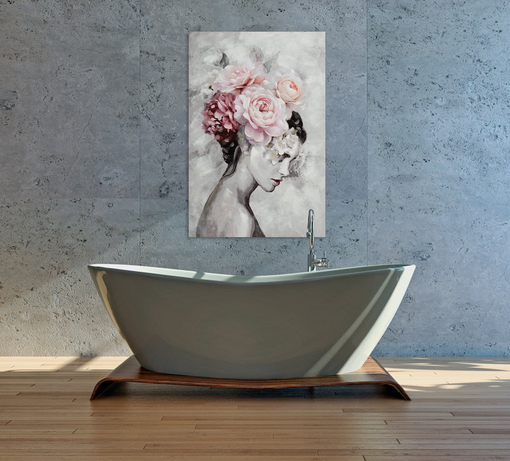 Gemälde Schönheit mit zarten Blumen im Haar