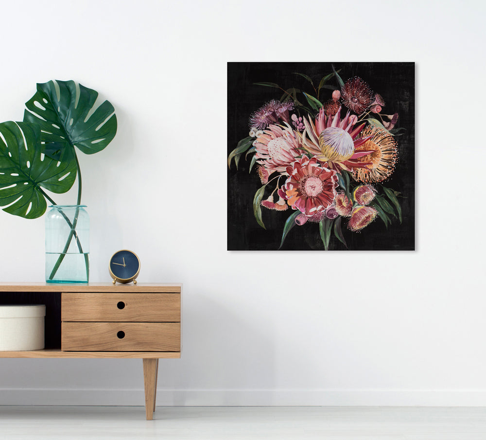Gemälde Blumenstrauß auf dunklem Hintergrund