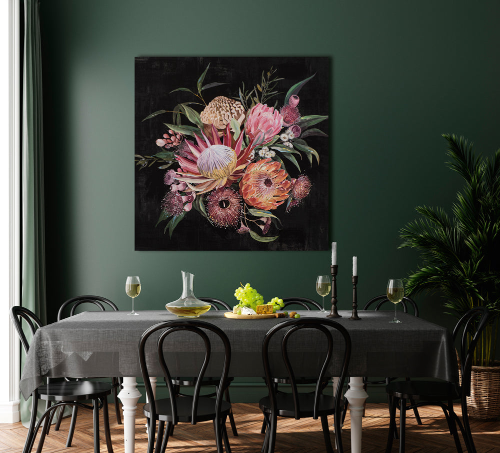 Gemälde Blumenstrauß auf dunklem Hintergrund
