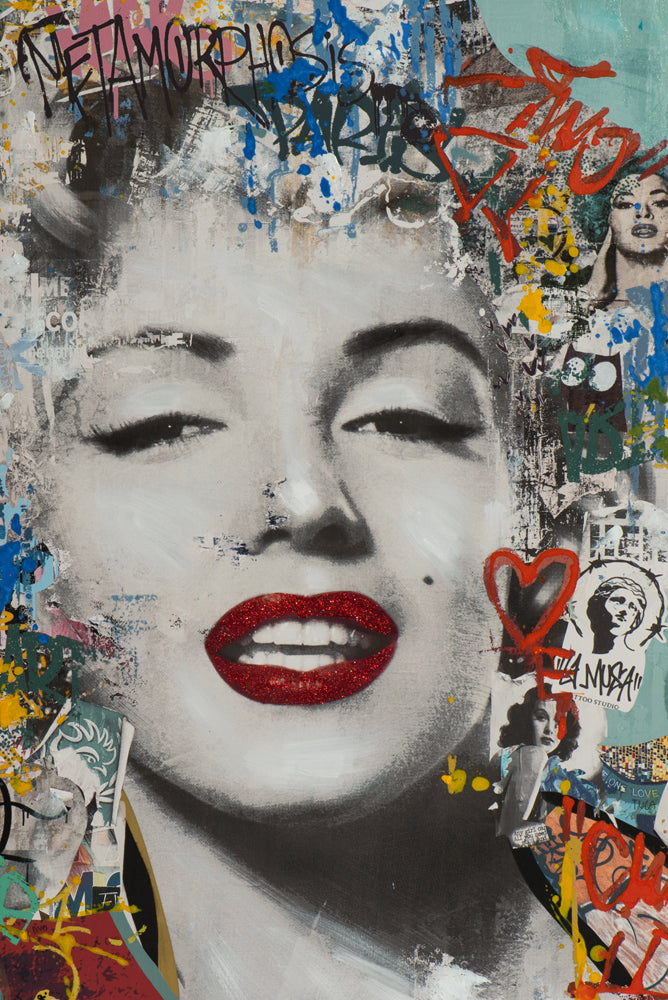 Peinture représentant une star de cinéma des années 1950