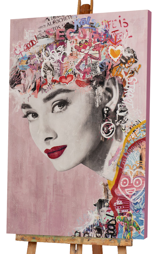 peinture Belle en rose