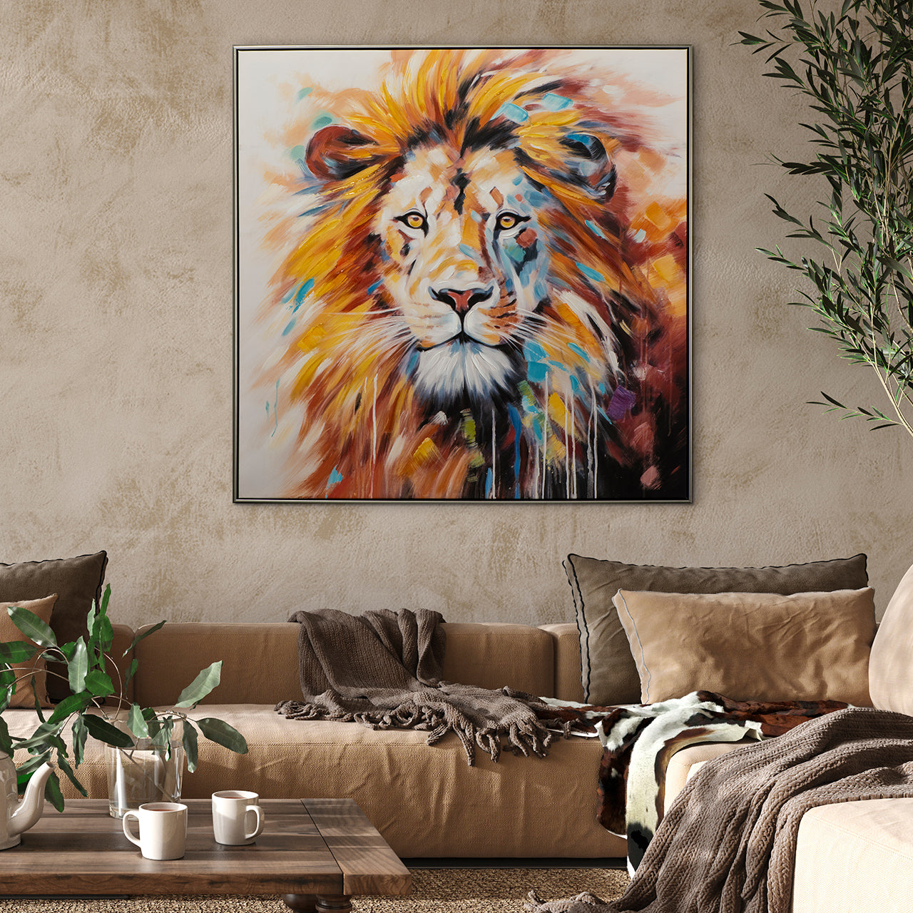 peinture Roi Lion Bleu