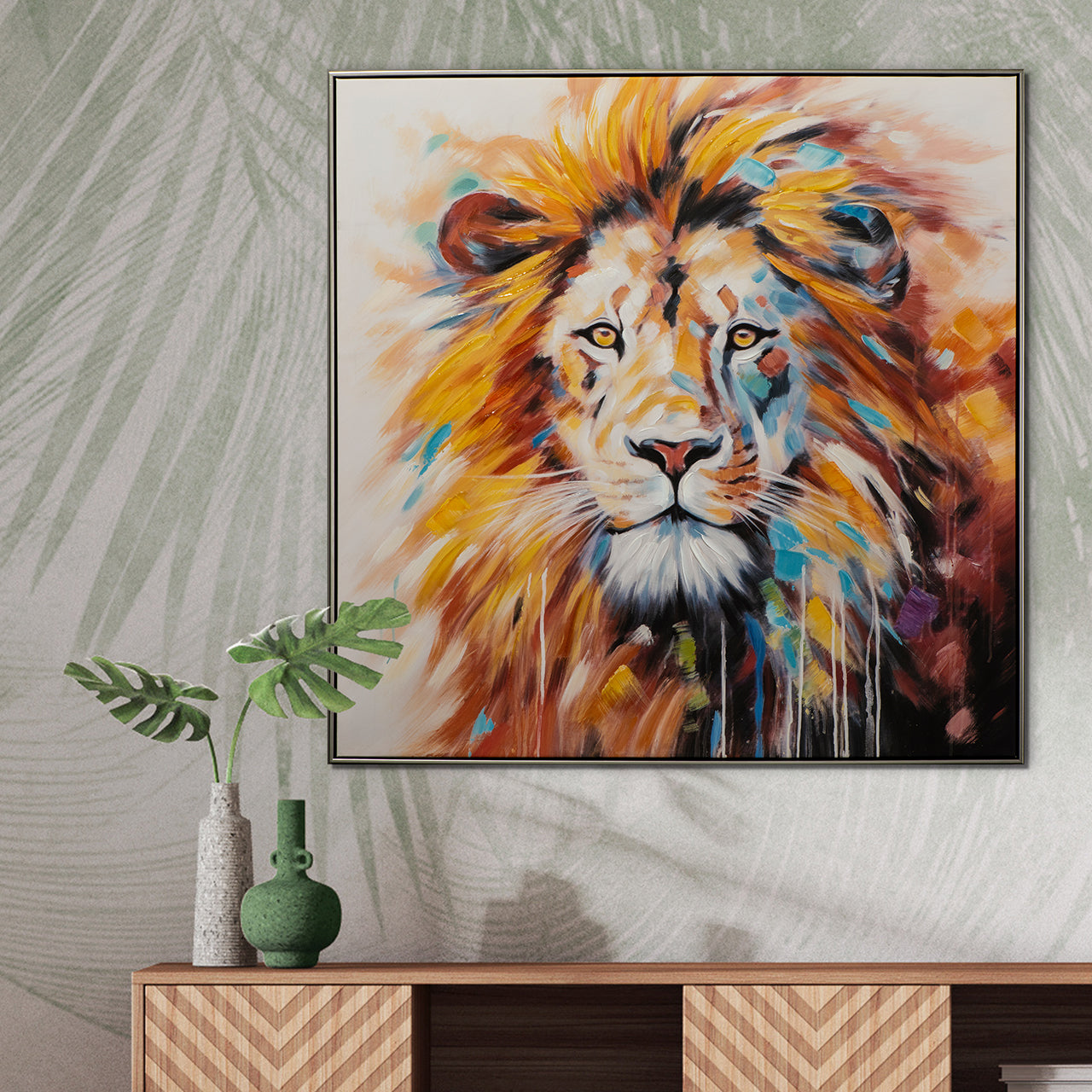 peinture Roi Lion Bleu