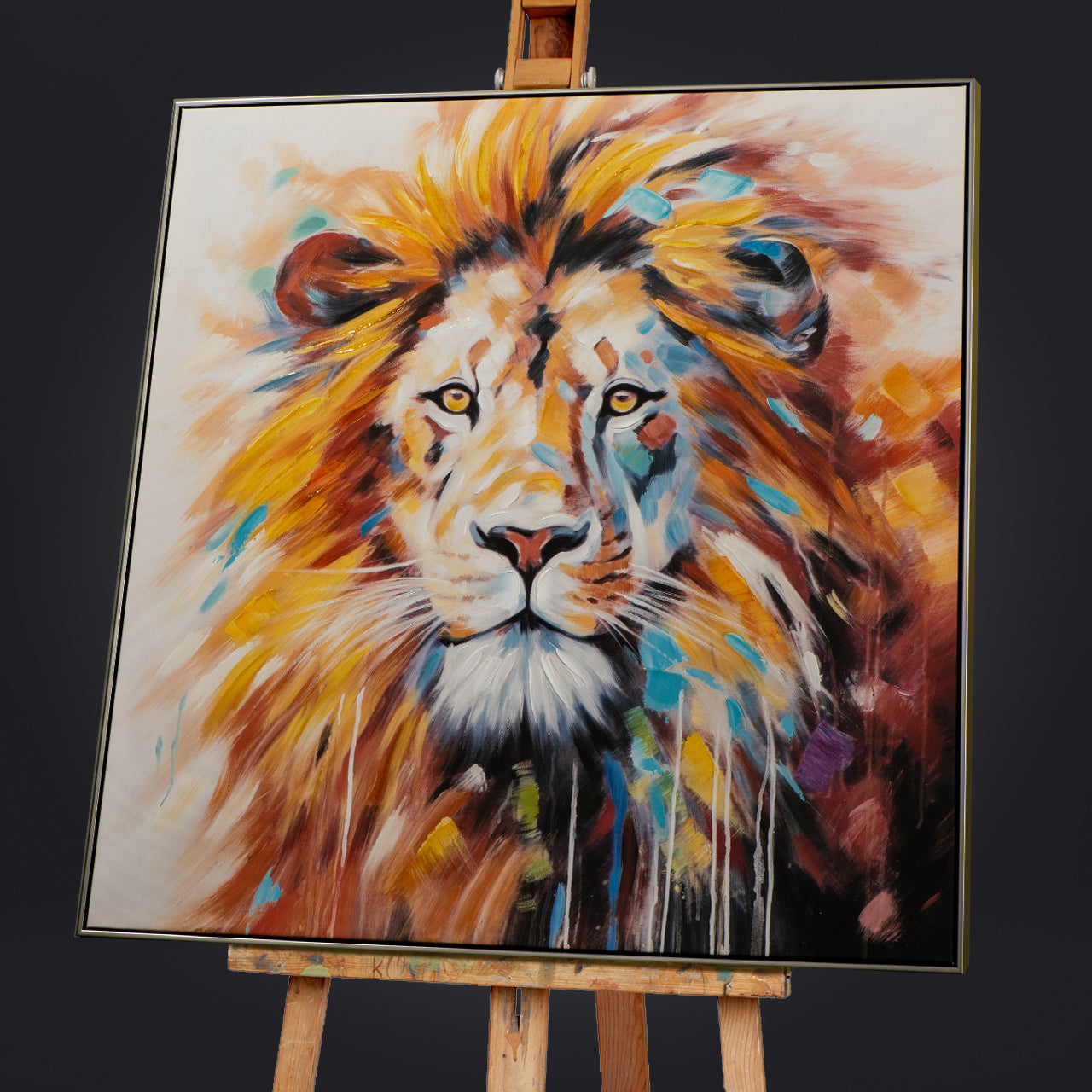 peinture Roi Lion Bleu