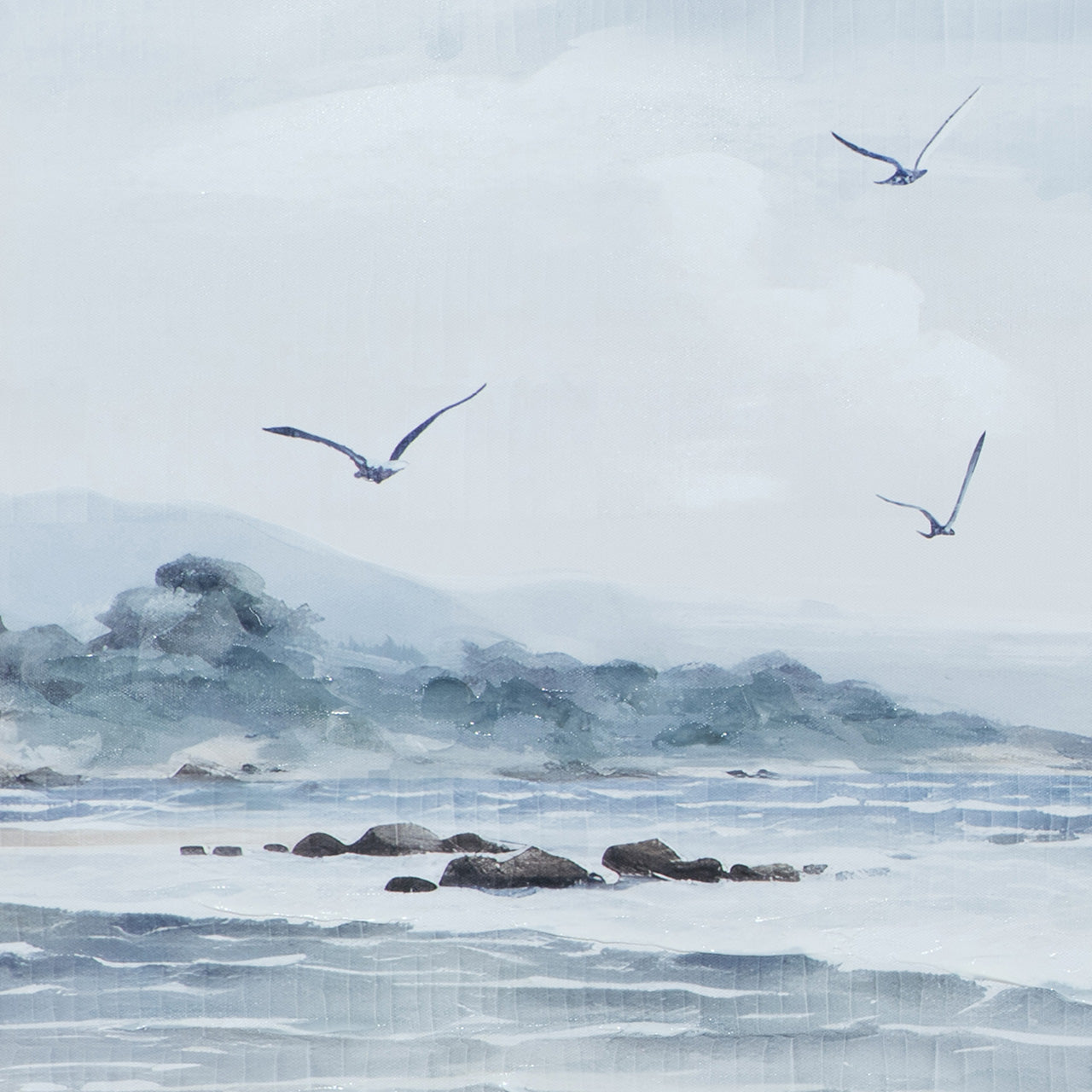 Gemälde Flug über dem Meer