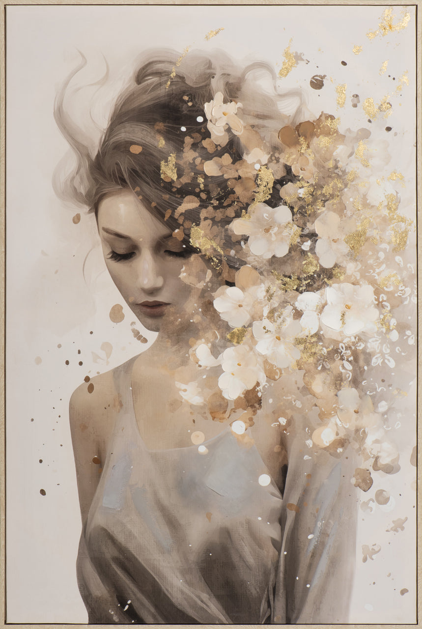 peinture Fleurs d'or dans les cheveux