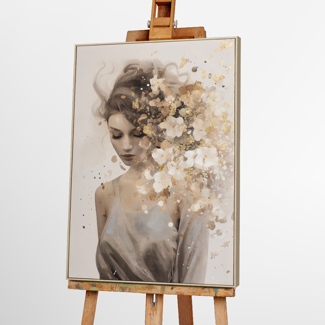 peinture Fleurs d'or dans les cheveux