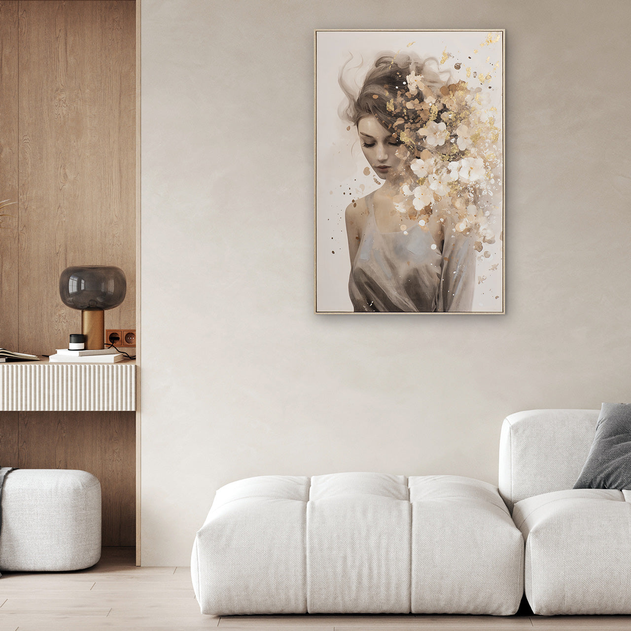 peinture Fleurs d'or dans les cheveux