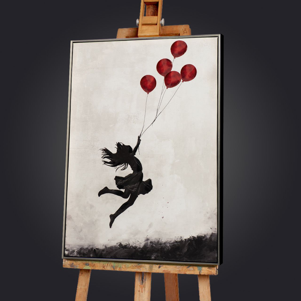 Gemälde Jumping Ballon Girl