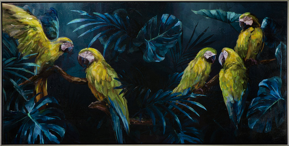 Gemälde Papageien im blauen Dschungel