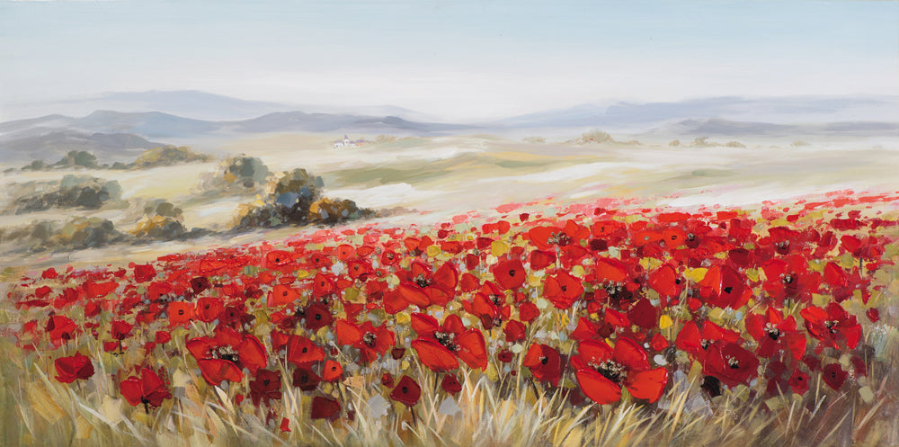 Gemälde Landschaft mit Mohnblumen