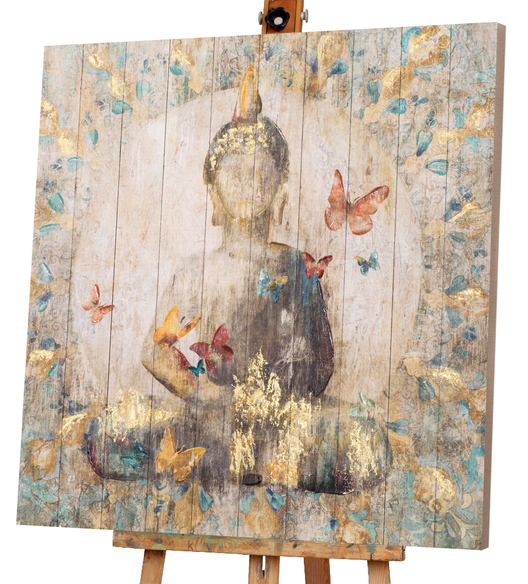 Peinture de Bouddha avec des papillons