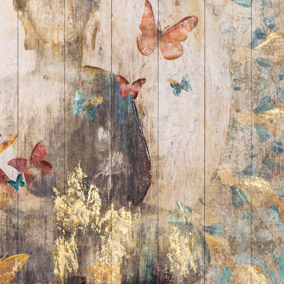 Peinture de Bouddha avec des papillons