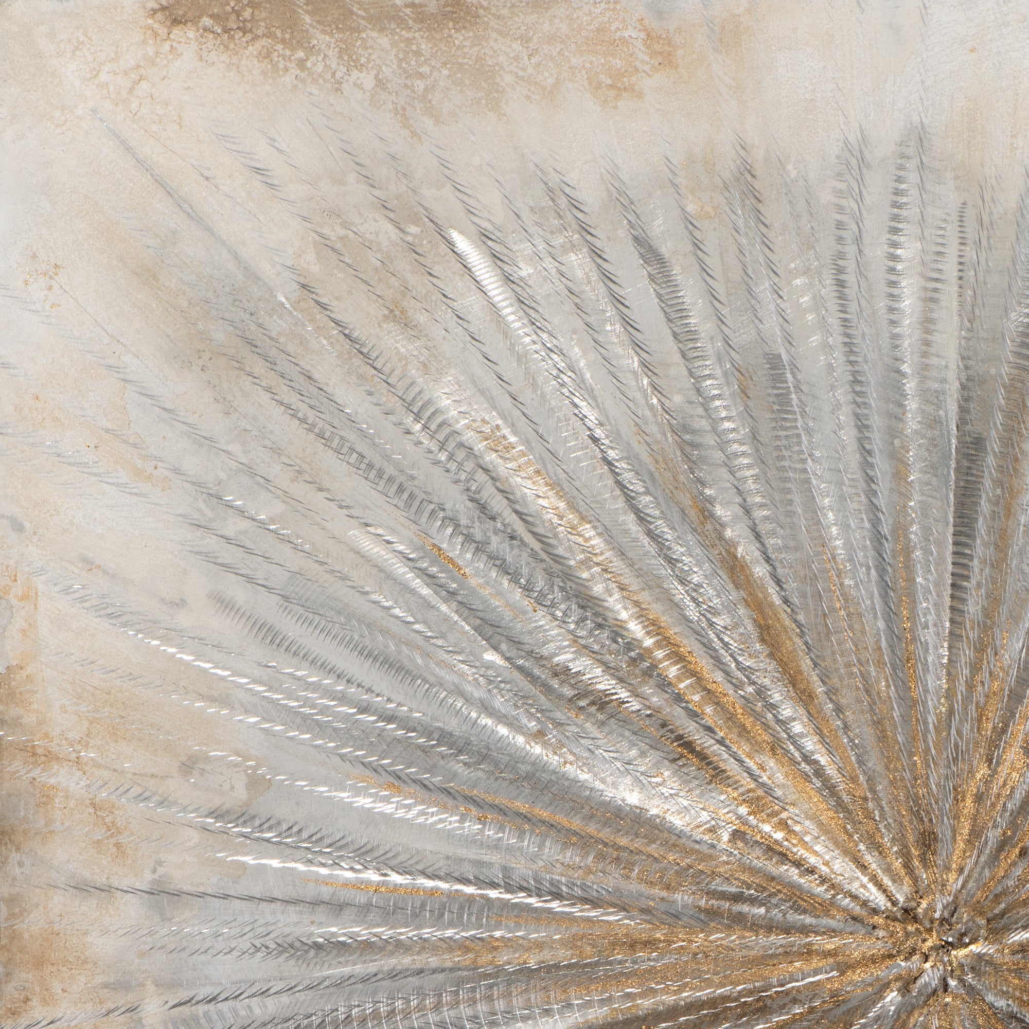 Peinture Soleil en Or et Argent