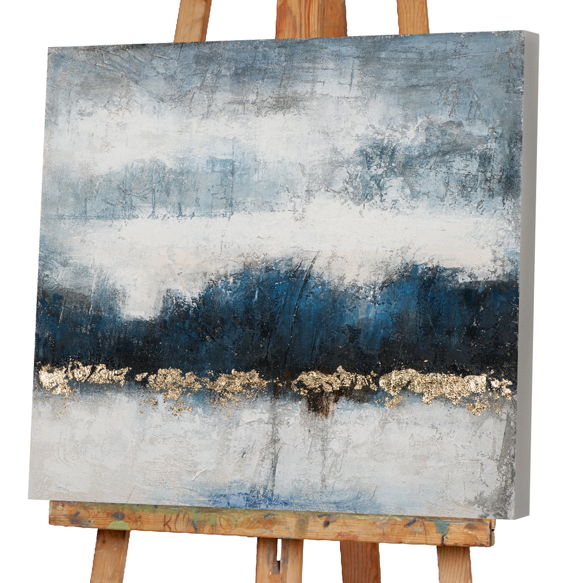 Composition de couleurs de peinture en bleu foncé et or