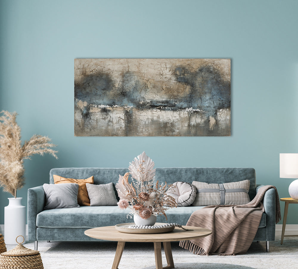 Gemälde Facetten in Blau und Silber