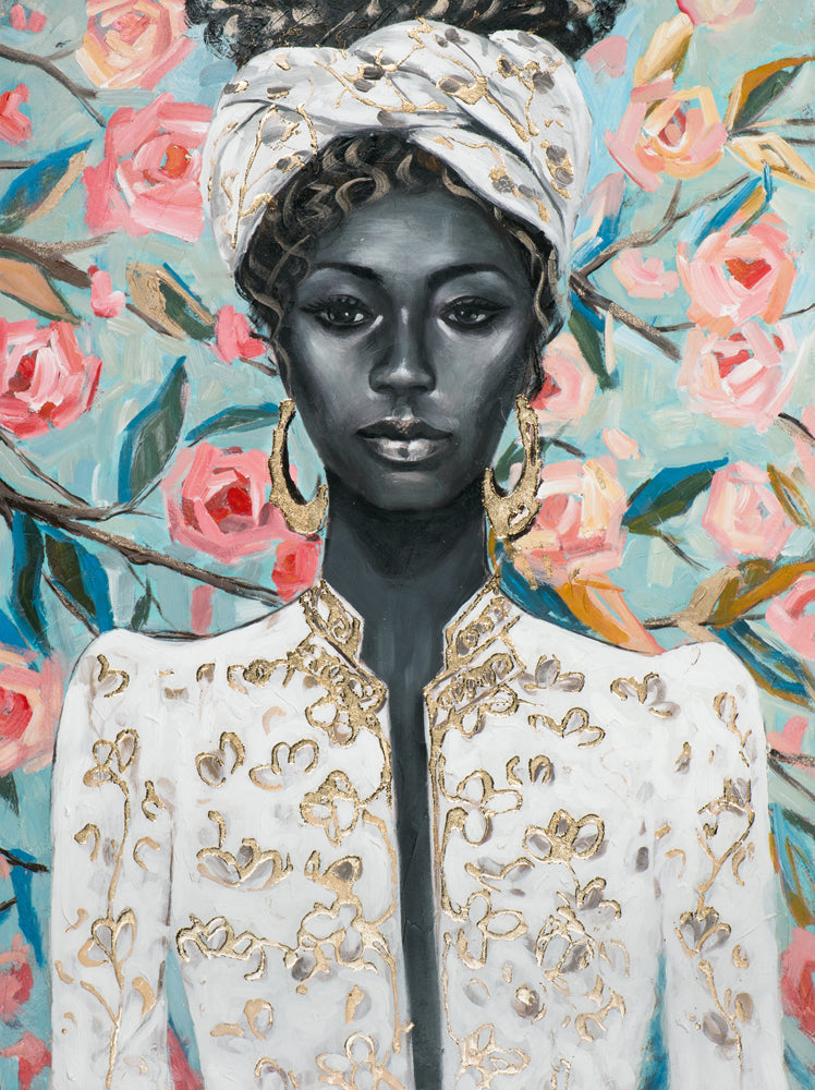 Beauty surrounded by flowers