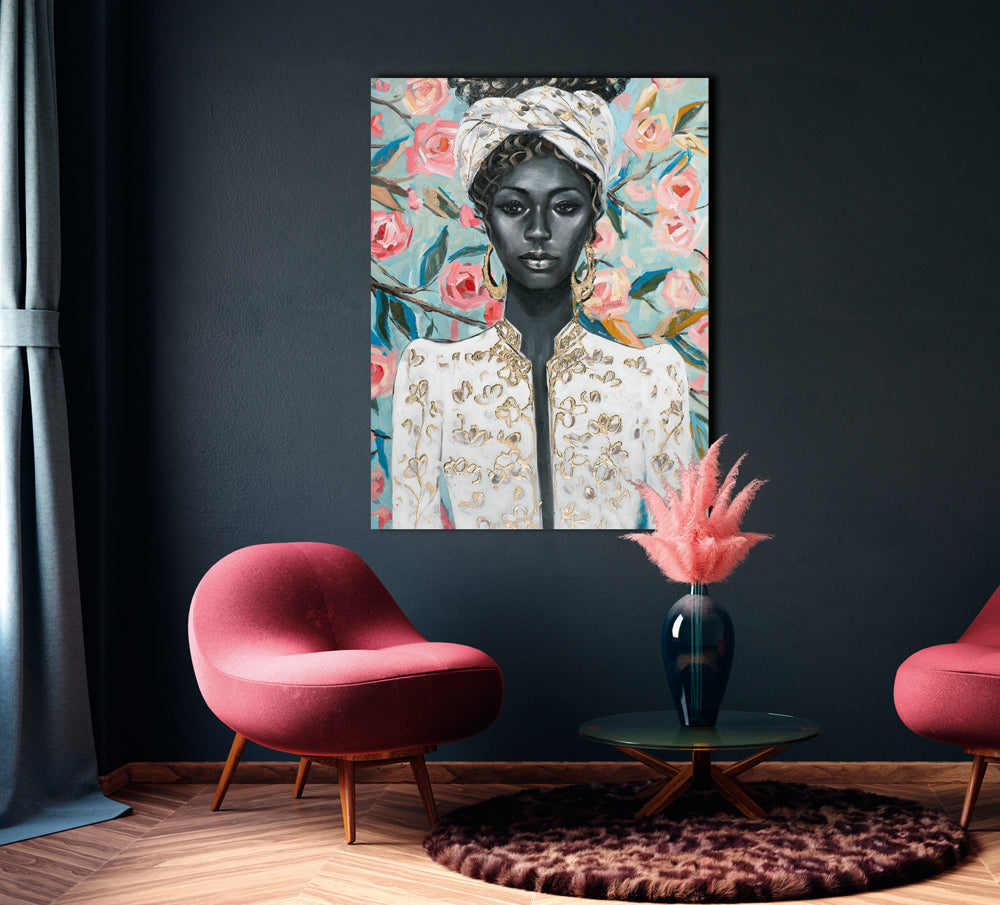 Beauty surrounded by flowers