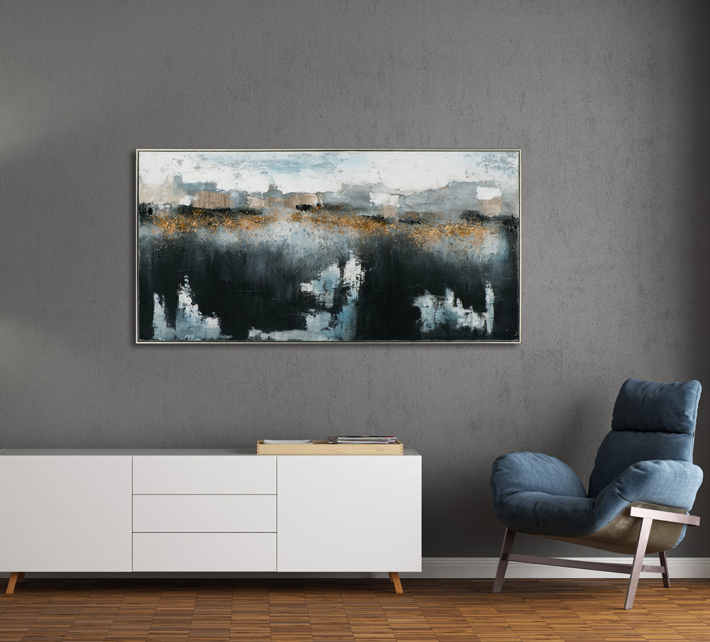 Gemälde Impression "Horizont" mit goldenen Akzenten