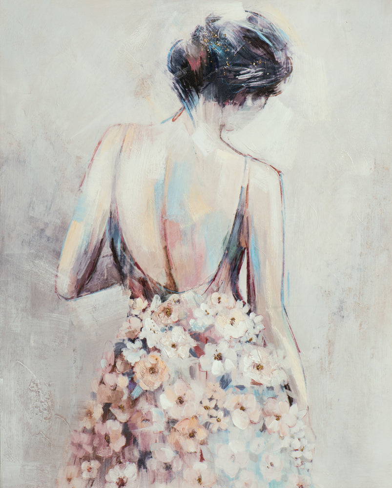 Peinture d'un beau dos avec des fleurs
