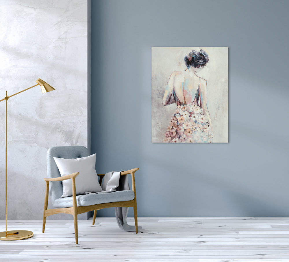 Peinture d'un beau dos avec des fleurs