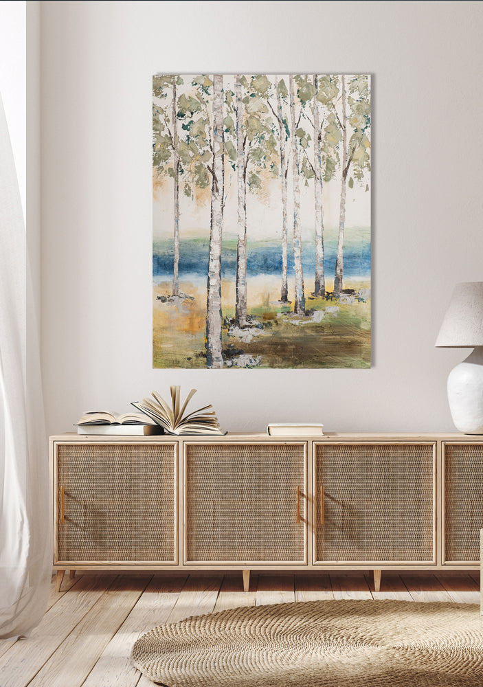 painting Birches by the Stream
