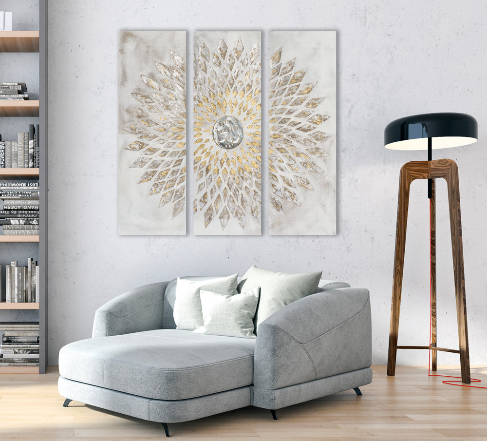 Peinture élégante en triptyque de mandala