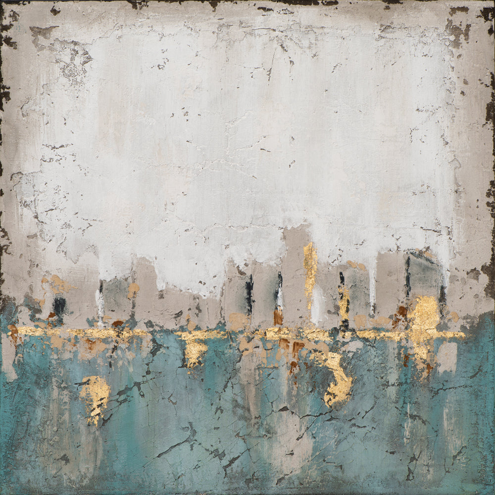 Peinture abstraite d'horizon en turquoise