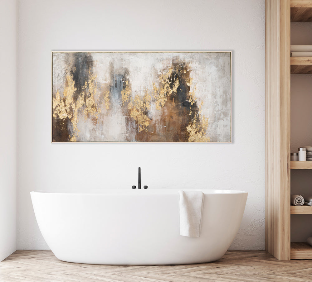 Gemälde Abstrakte Farbkomposition mit goldenen Akzenten