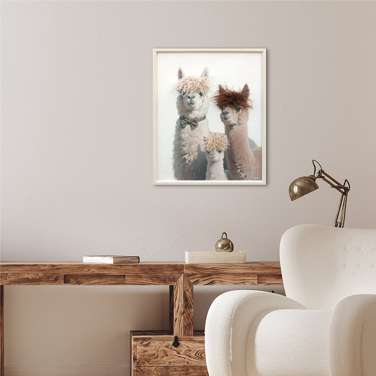 Gemälde Kunstfell Stylish Lama Family