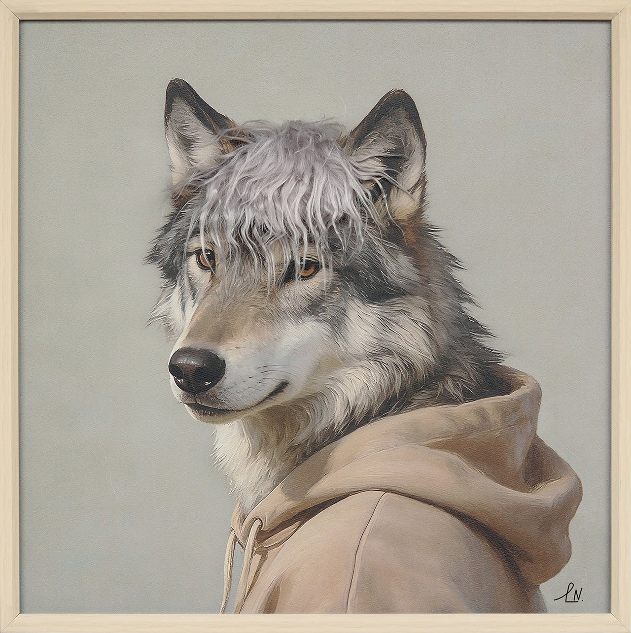 Gemälde Kunstfell Wolf in the Hood