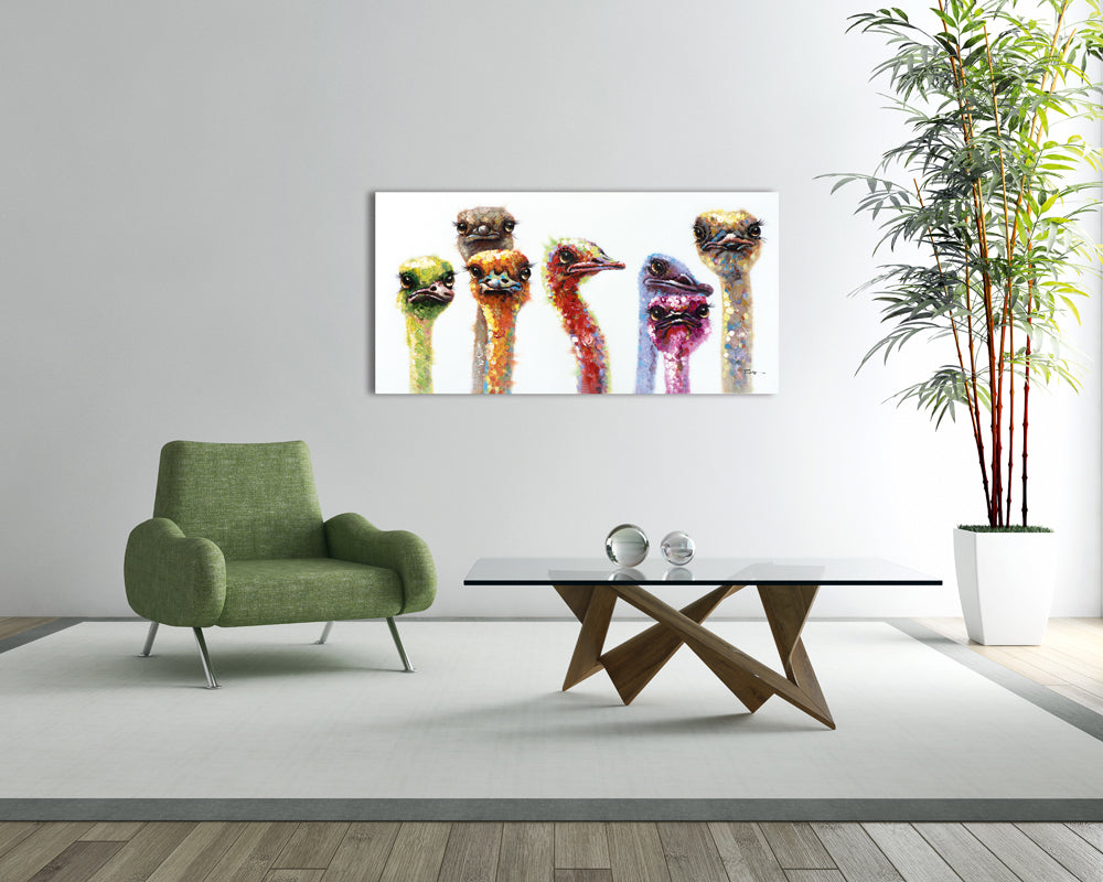 Gemälde Große Straußenfamilie