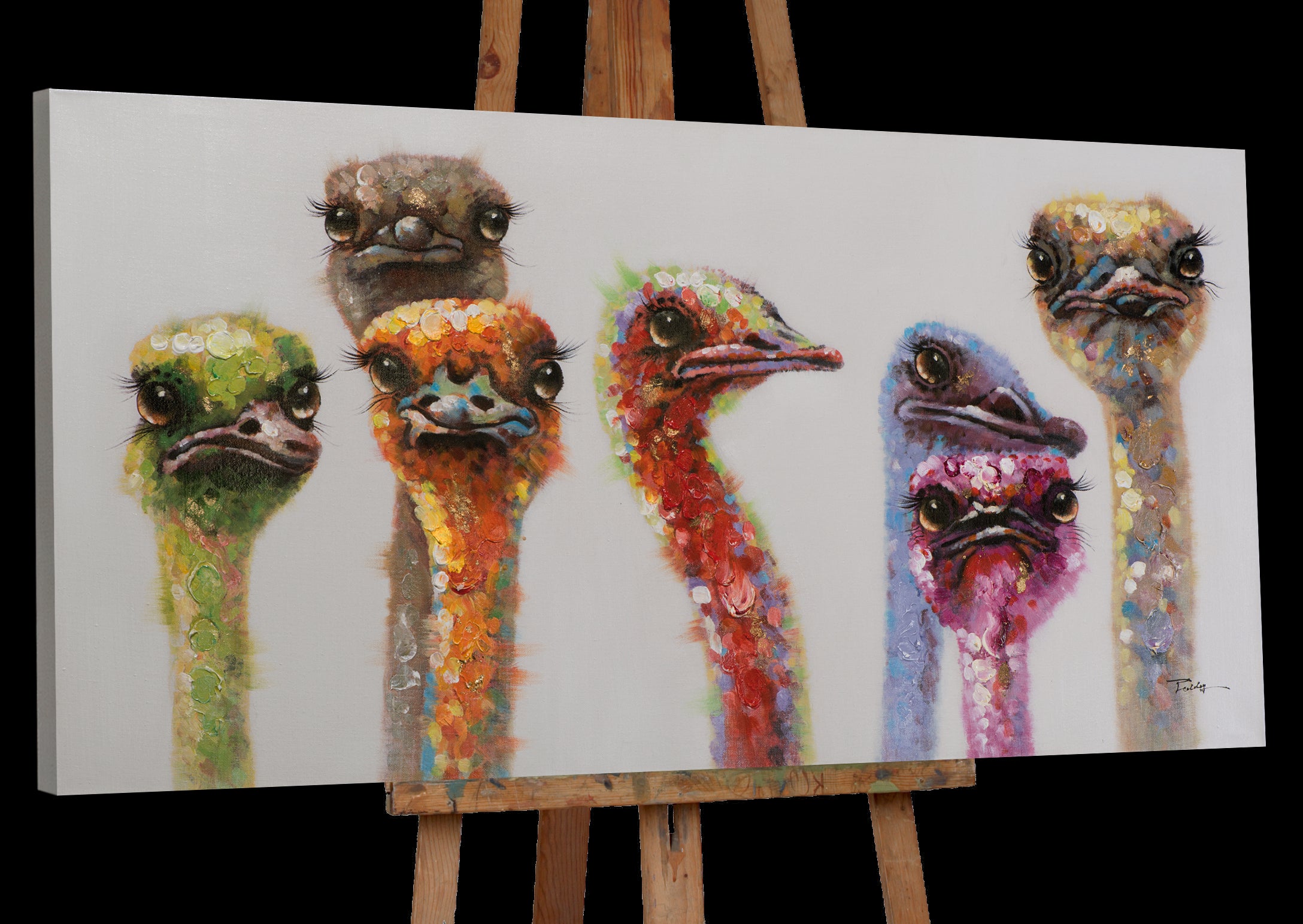 Gemälde Große Straußenfamilie