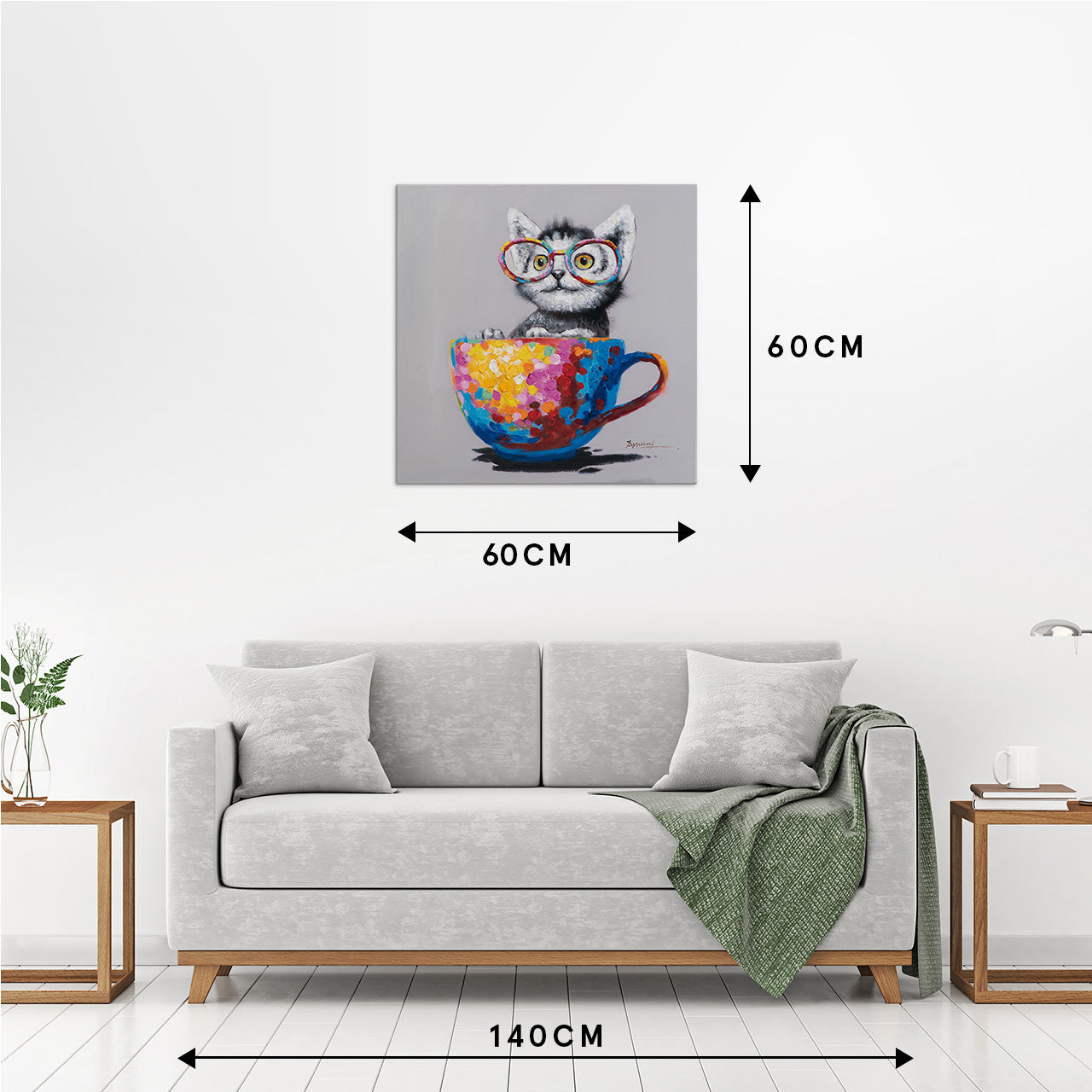 Painting Cat in Colorful Cup