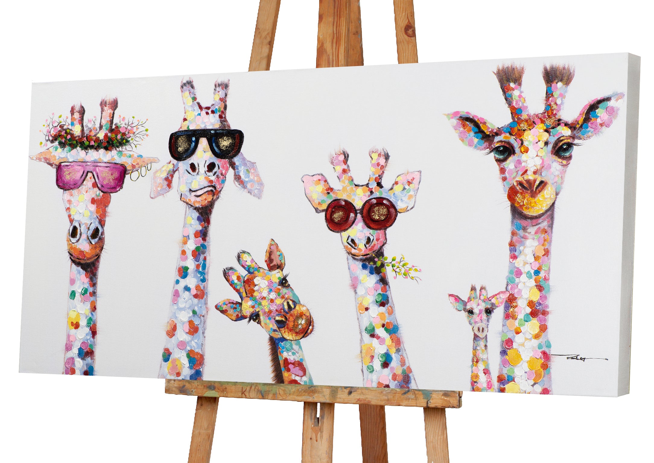 Gemälde Kuriose Giraffenfamilie