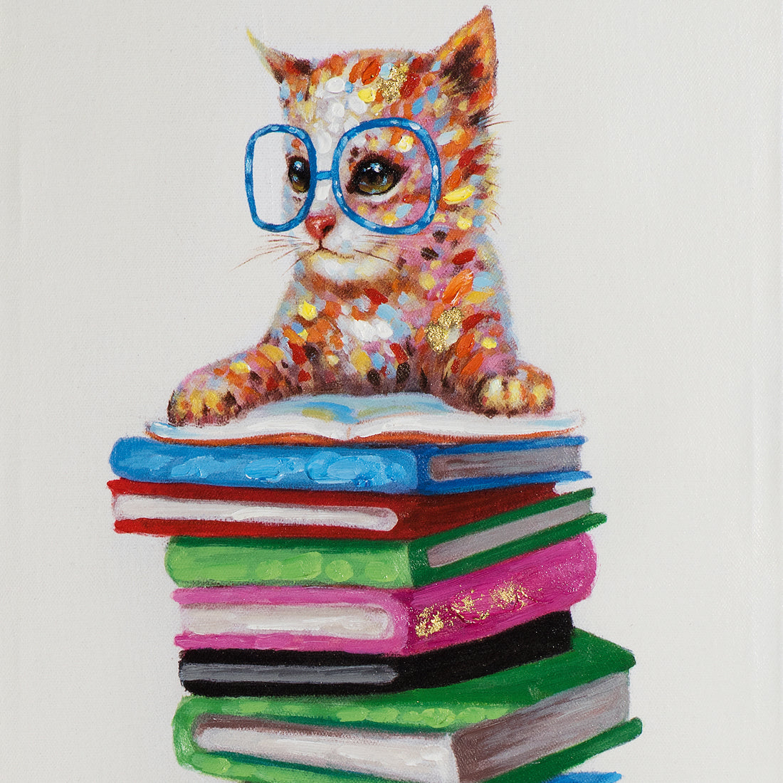 Gemälde Katze auf einem Bücherstapel
