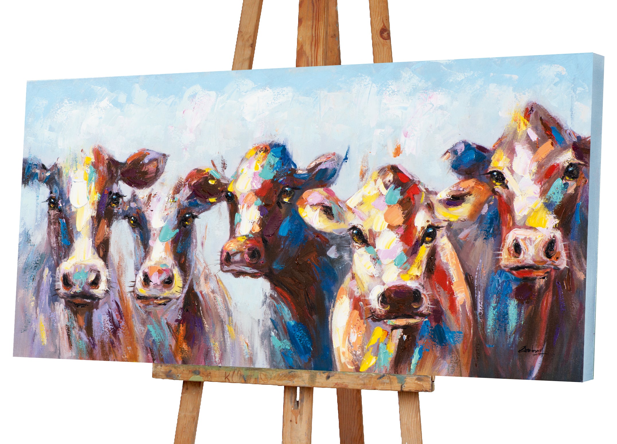 Gemälde Erstaunte Kühe