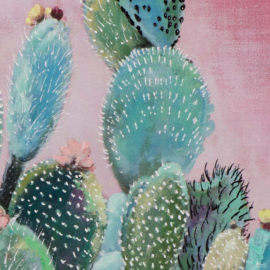 Gemälde Grüne Kakteen vor rosa Hintergrund