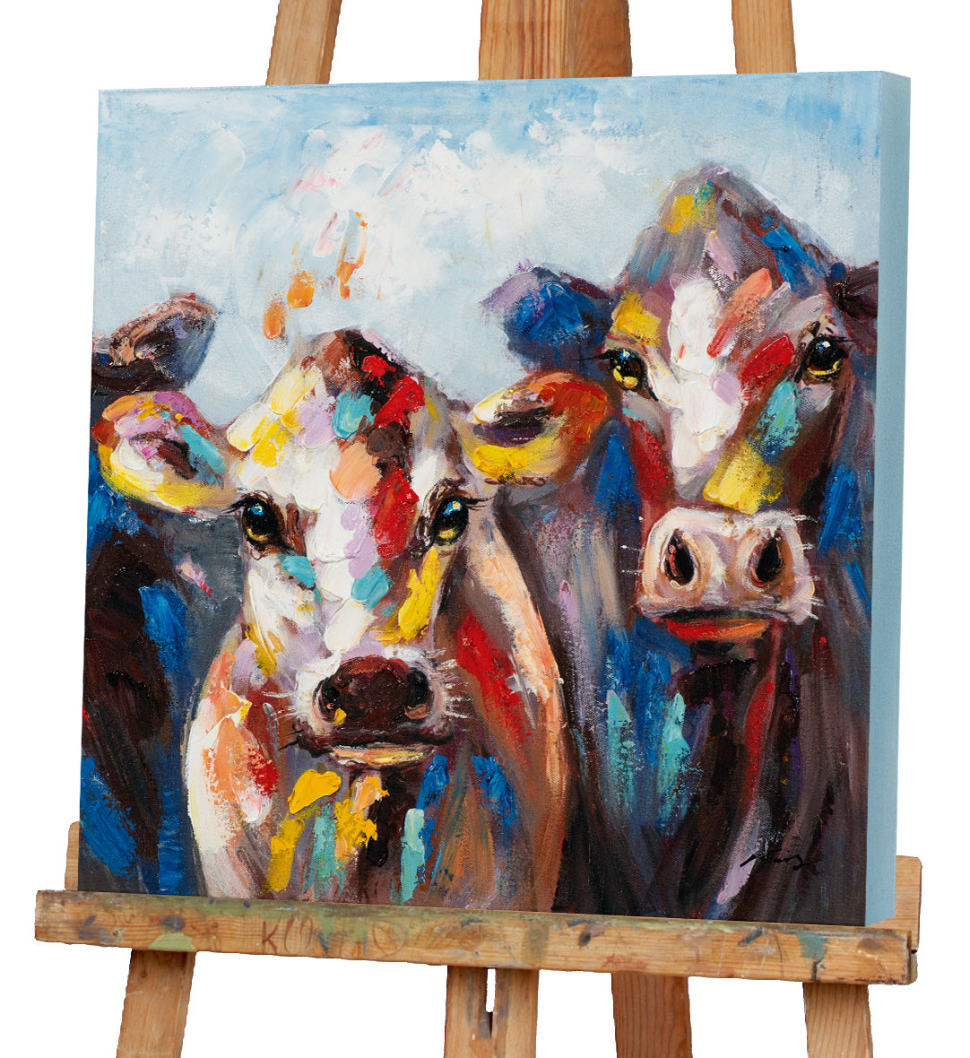 peinture de vaches colorées
