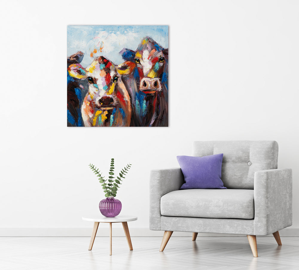 peinture de vaches colorées