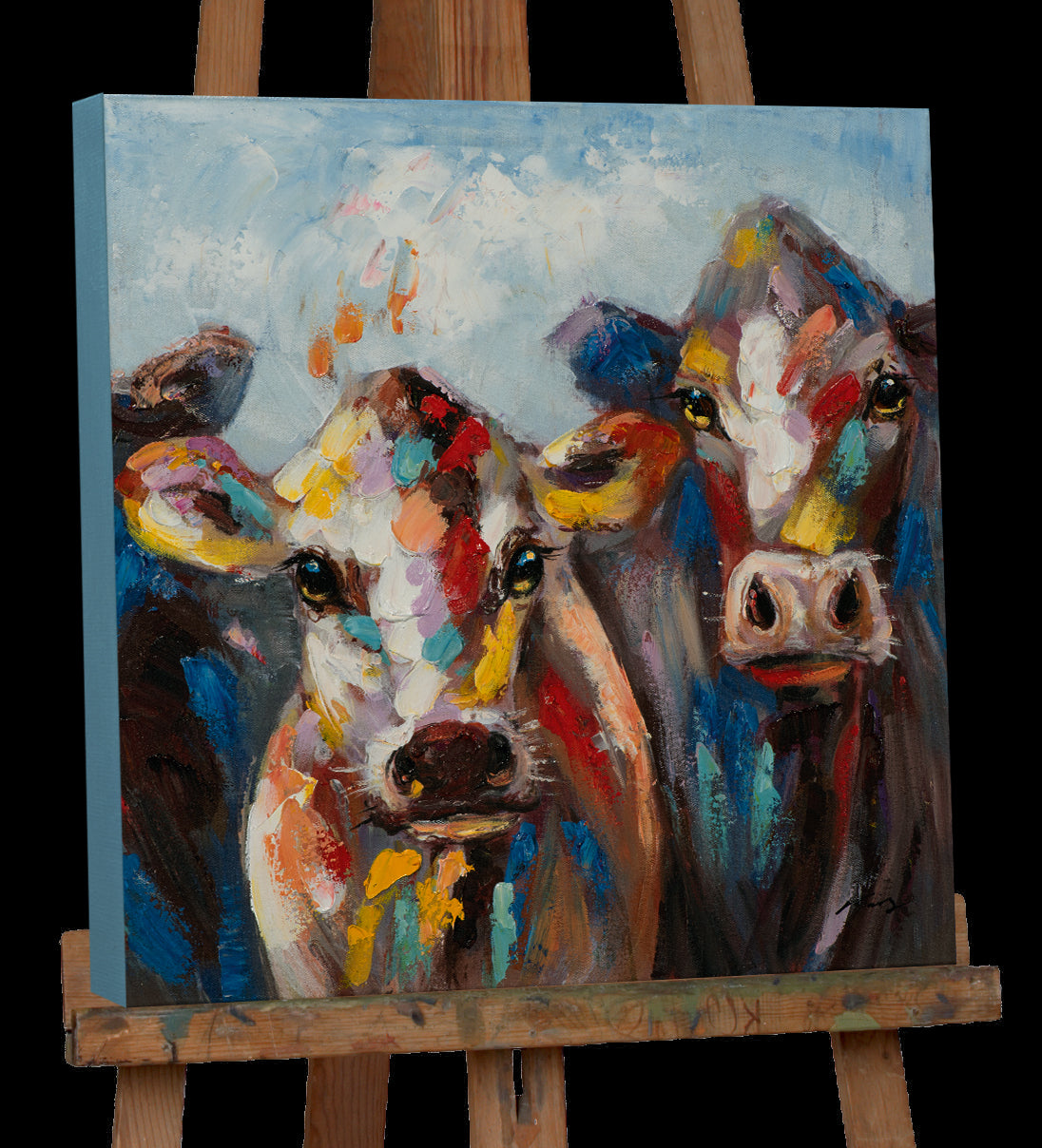 peinture de vaches colorées
