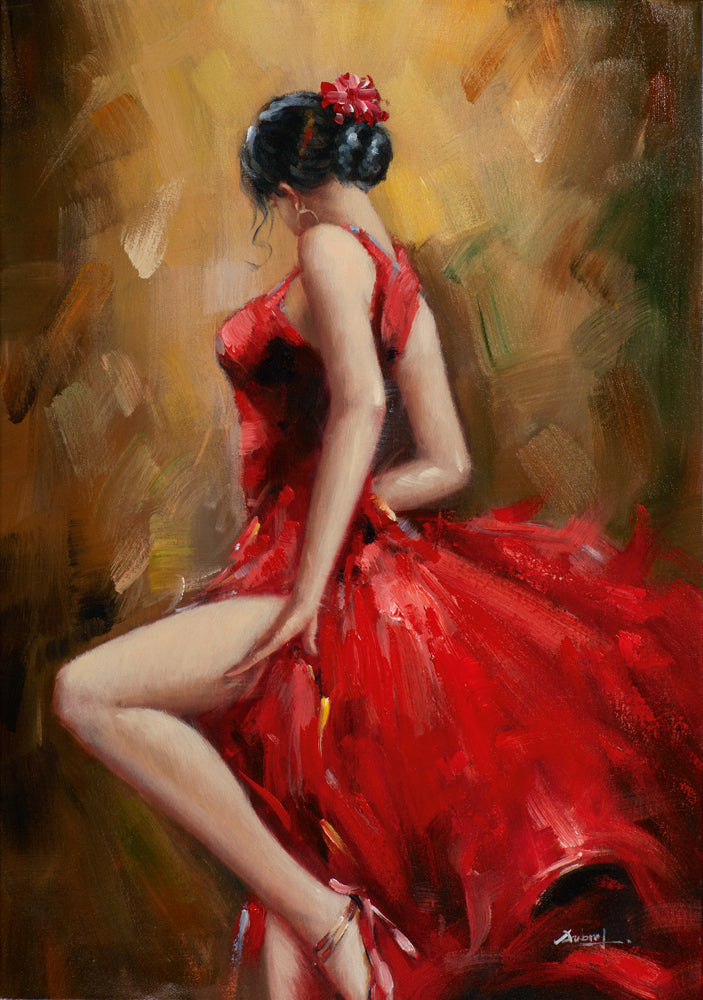 Painting Woman in a Red Dress