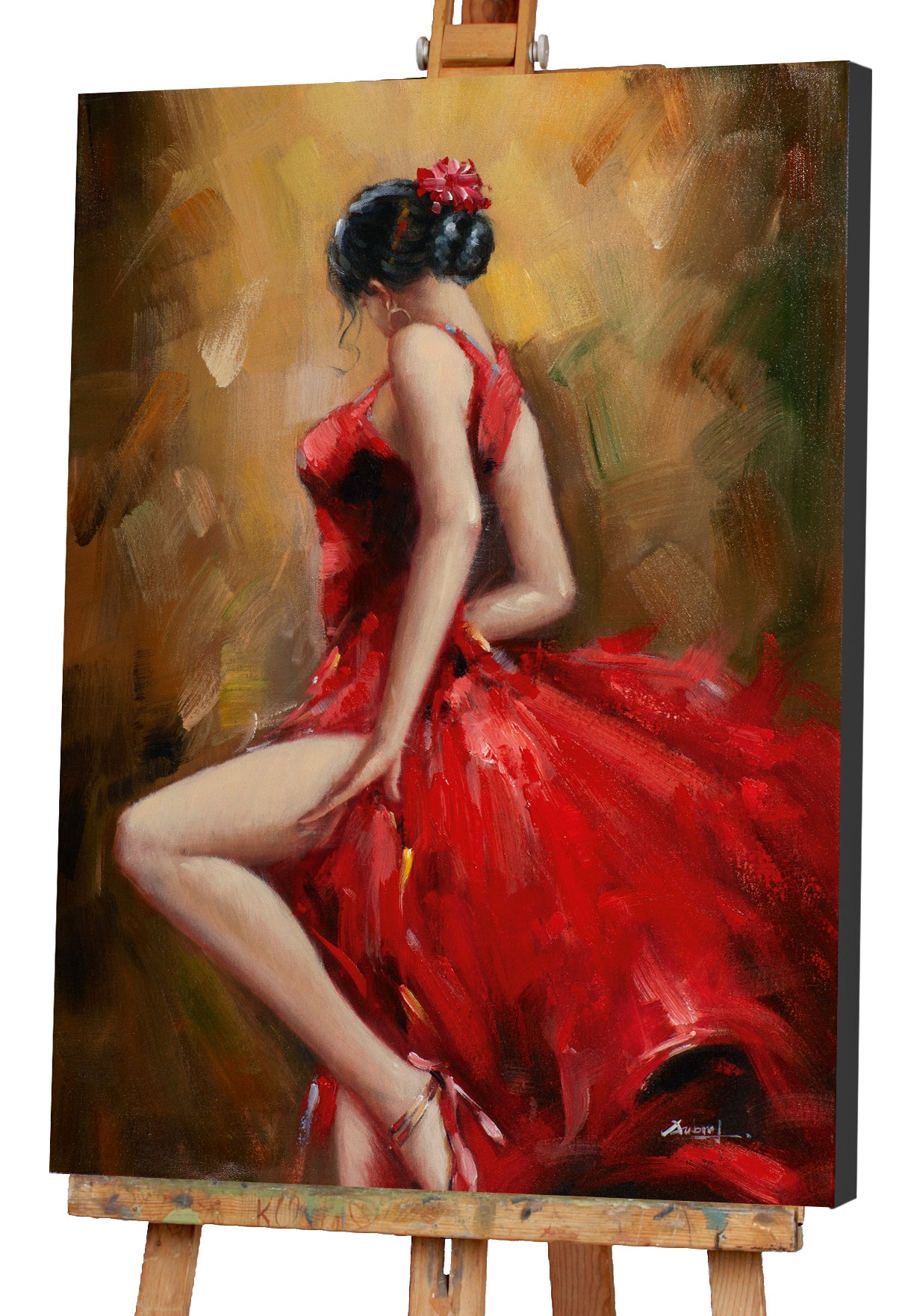 Painting Woman in a Red Dress