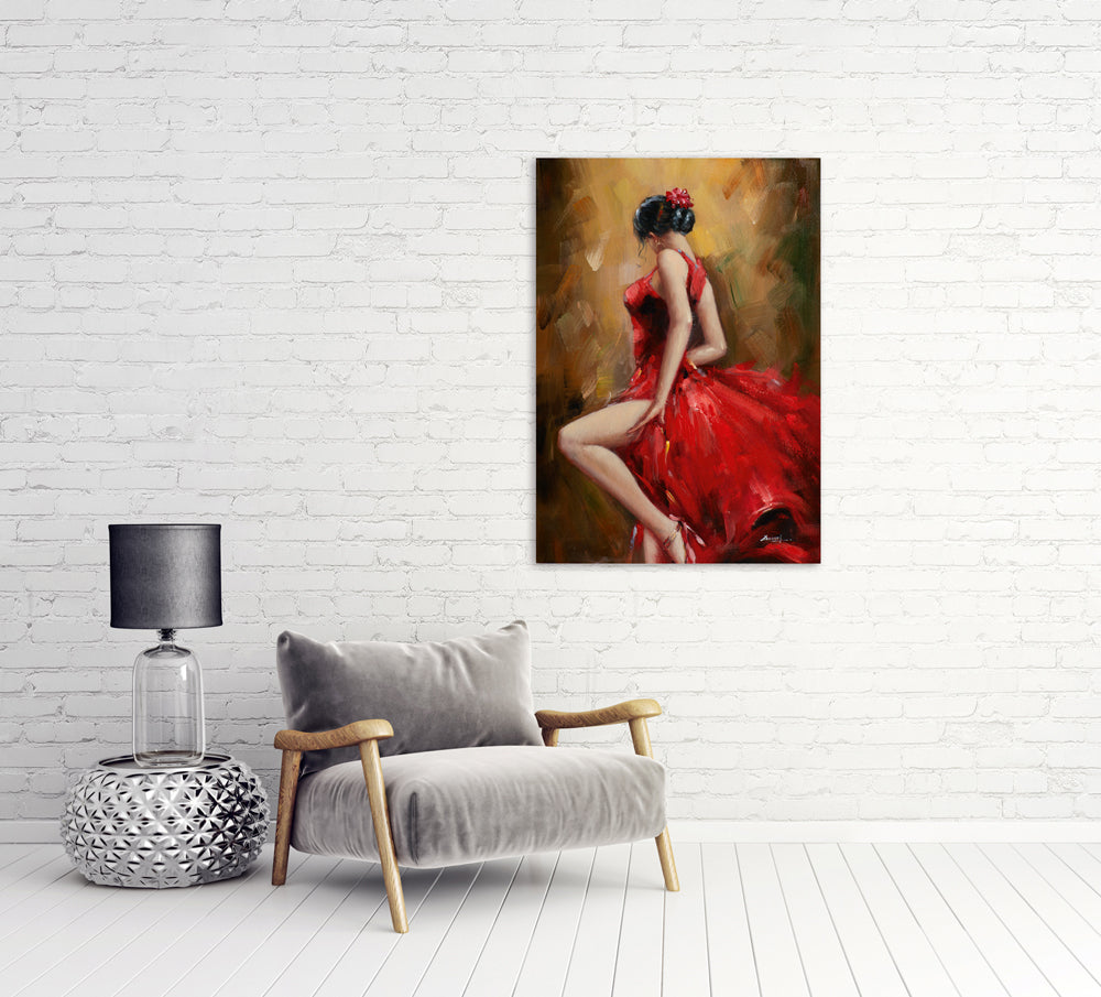 Painting Woman in a Red Dress