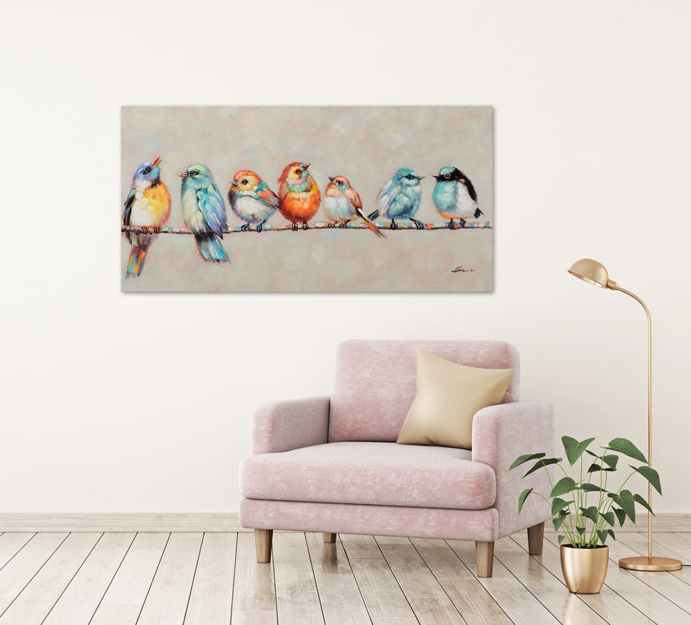 Peinture d'un oiseau sur une branche