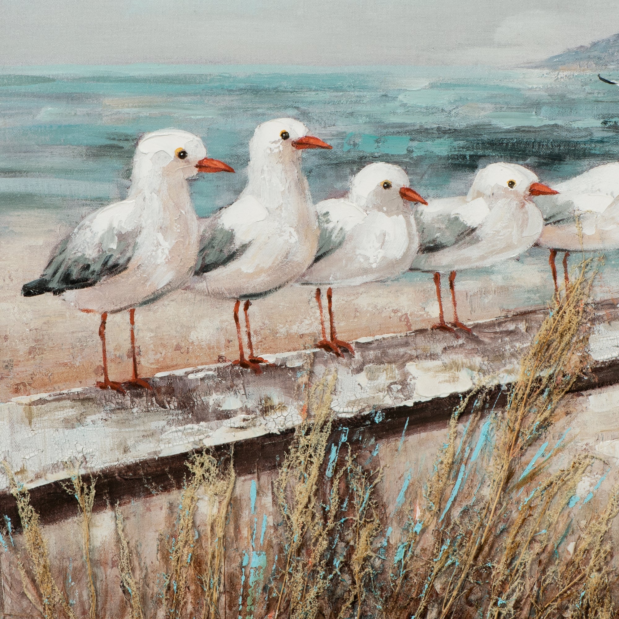 Painting Beach Promenade with Seagulls