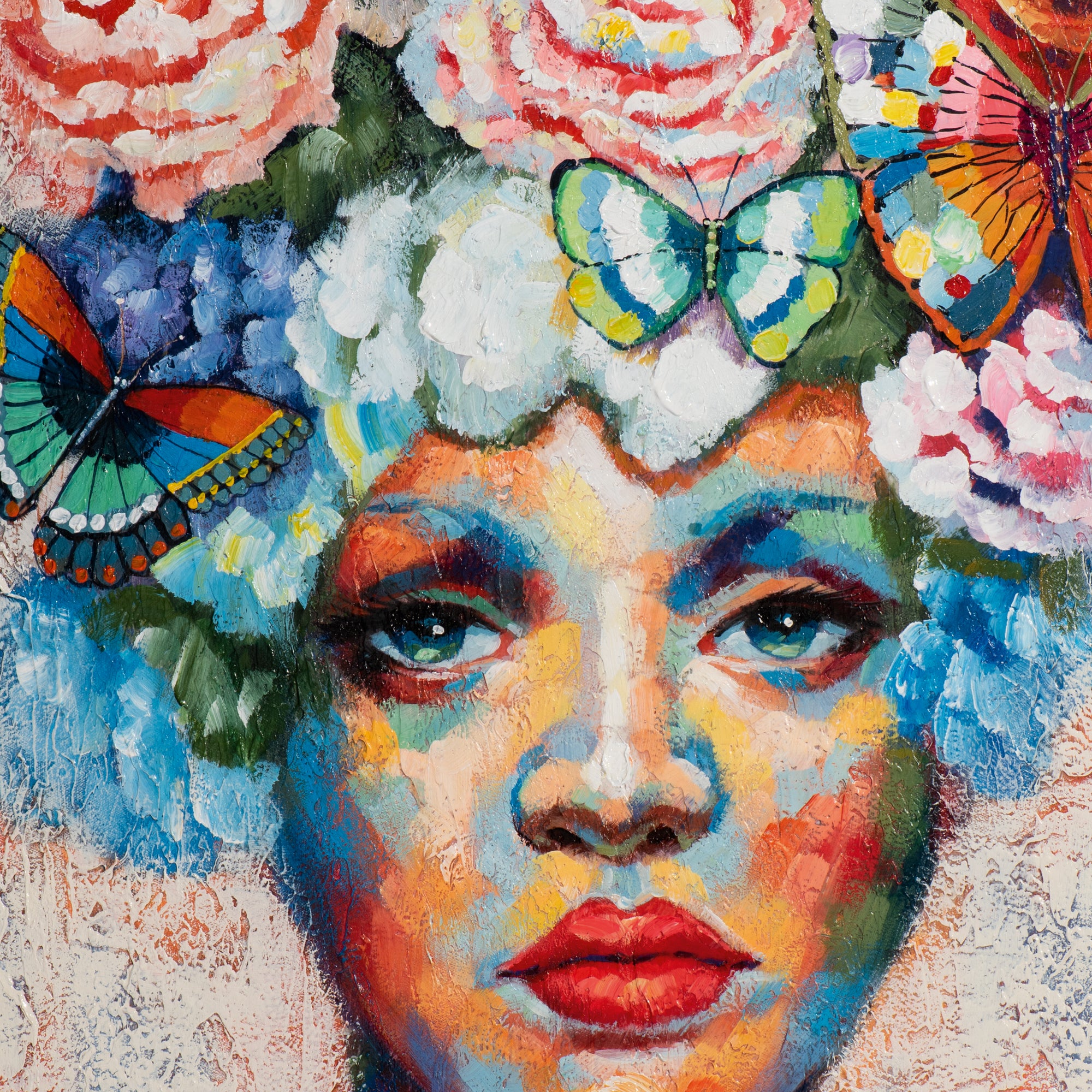 Beauty with Flowers and Butterflies