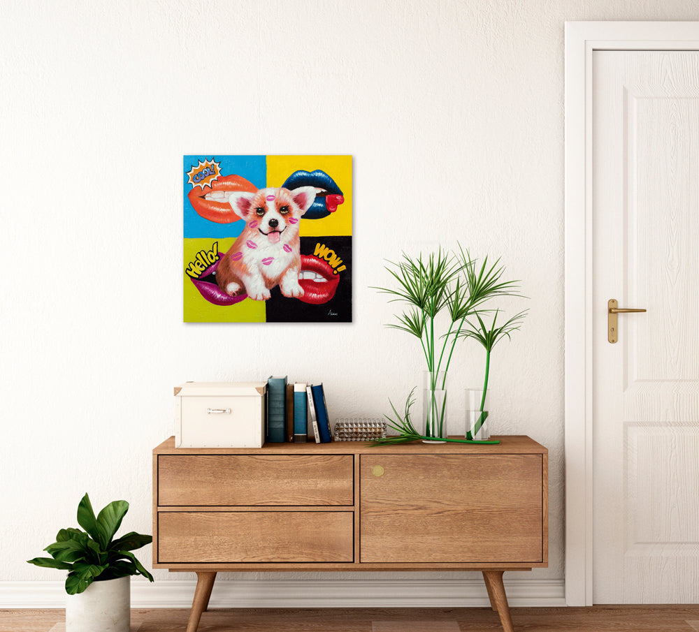 Hündchen mit Pop Art Mündern